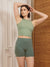 Front view of Cargo slip shorts in sage on model showing 5-inch inseam, side cargo pocket, and high-rise waistband