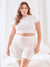 Front view of The Cooling 9 inch Halo slip shorts in ivory, high waist, seamless cooling fabric on model