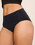 Close-up rear view of the black WhispAir Cooling Brief showcasing full coverage on a model against a light background