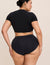 Rear view of the black WhispAir Cooling Brief showcasing full rear coverage on a model against a neutral background