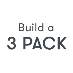Front view of bundle graphic reading Build a 3 PACK in dark gray text on light gray background